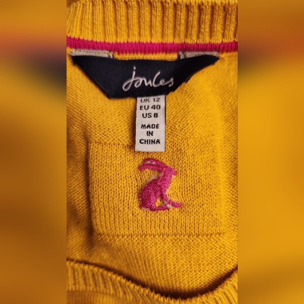 Joules Mustard Sweater with Dog Motif - Picture 14 of 16